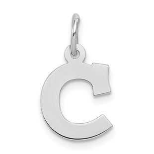 Sterling Silver Rhodium-plated Block Letter C Initial Charm (Style QC5093C)