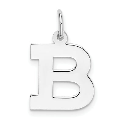 Sterling Silver Rhodium-plated Block Letter Initial Charm, 19 x 14mm