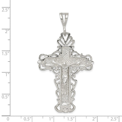 Sterling Silver Diamond-Cut Crucifix Pendant, 60 x 31mm