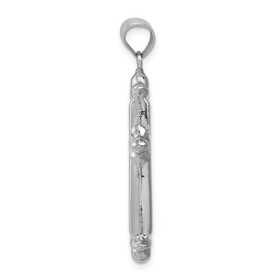 Sterling Silver Rhodium-plated Fleur-de-lis Cross Pendant, 38 x 22mm