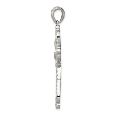 Sterling Silver Rhodium-plated CZ Filigree Cross Pendant