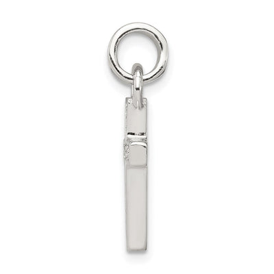 Sterling Silver Rhodium-plated CZ Latin Cross Pendant, 23 x 10mm