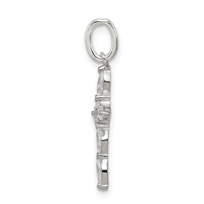 Sterling Silver Rhodium-plated CZ Cross Charm, 21 x 14mm