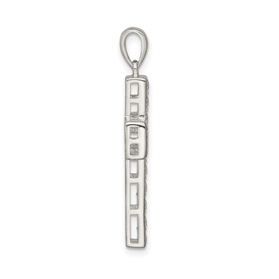 Sterling Silver Rhodium-plated CZ Latin Cross Pendant, 43 x 22mm