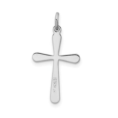 Sterling Silver Platinum-plated Cross Charm, 23 x 15mm