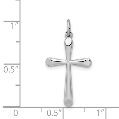 Sterling Silver Platinum-plated Cross Charm, 23 x 15mm