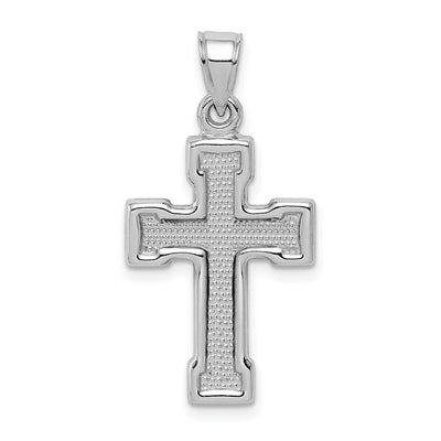 Sterling Silver Rhodium-plated Hollow Latin Crucifix Pendant, 29 x 15mm