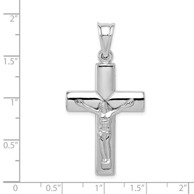 Sterling Silver Rhodium-plated Hollow Latin Crucifix Pendant, 45 x 24mm
