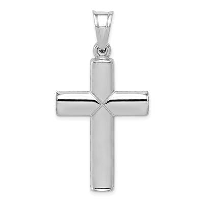 Sterling Silver Rhodium-plated Diamond Cut Cross Pendant, 45 x 24mm