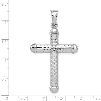 Sterling Silver Rhodium-plated Diamond -cut Reversible Cross Pendant, 51 x 32mm