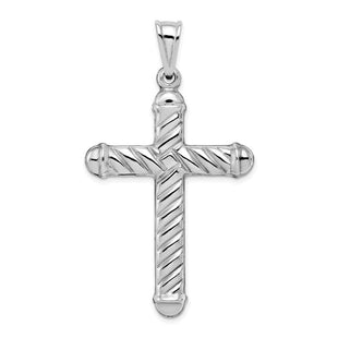 Sterling Silver Rhodium-plated Hollow Cross Pendant (Style QC5419)
