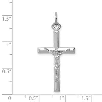 Sterling Silver Platinum-plated Crucifix Pendant, 36 x 18mm