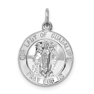 Sterling Silver Rhodium-plated Our Lady of Guadalupe Medal (Style QC5569)