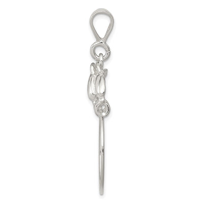 Sterling Silver Dolphin Charm Holder, 49 x 24mm