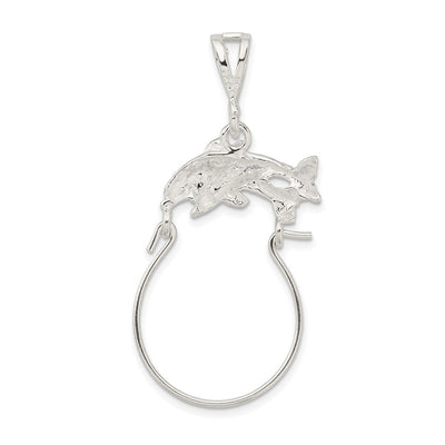 Sterling Silver Dolphin Charm Holder, 49 x 24mm