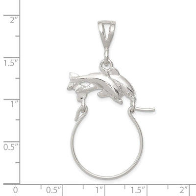 Sterling Silver Dolphin Charm Holder, 49 x 24mm