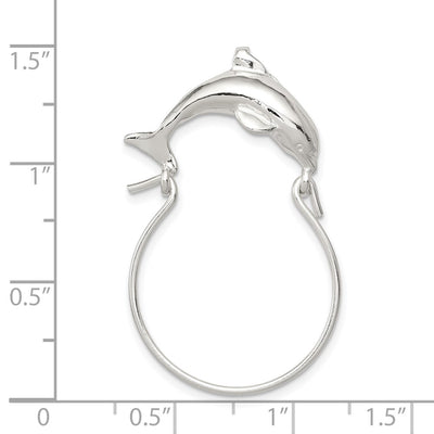 Sterling Silver Dolphin Charm Holder, 37 x 25mm