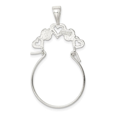 Sterling Silver Heart Charm Holder, 33.3 x 21.4mm