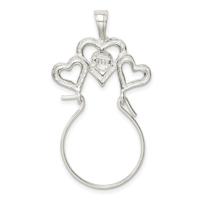 Sterling Silver Heart Charm Holder, 44 x 23mm