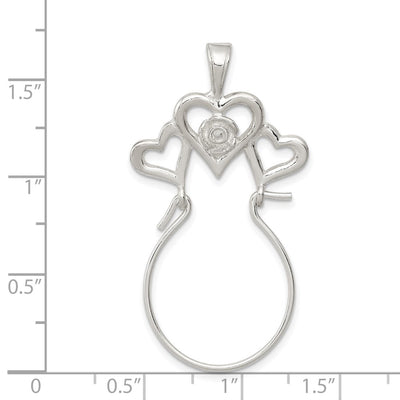 Sterling Silver Heart Charm Holder, 44 x 23mm