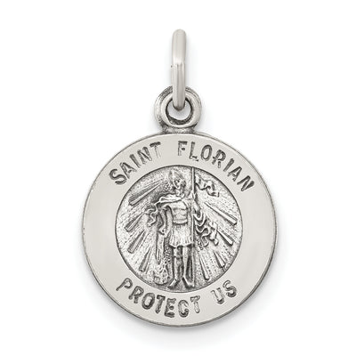 Sterling Silver Antiqued Saint Florian Medal, 18 x 12mm
