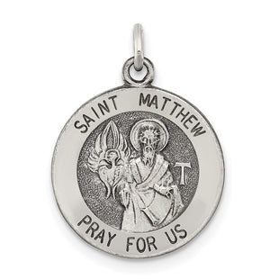 Sterling Silver Antiqued Saint Matthew Medal (Style QC5741)