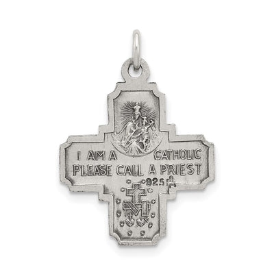 Sterling Silver Antiqued Reversible 4-way Medal