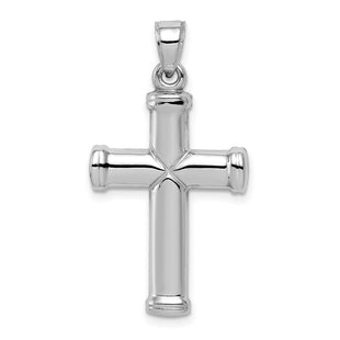 Sterling Silver Rhodium-plated Hollow Reversible Cross Pendant (Style QC5839)
