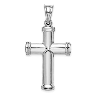Sterling Silver Rhodium-plated Diamond -cut Reversible Cross Pendant, 48 x 25mm