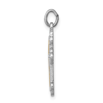 Sterling Silver Platinum-plated & 18K Gold-plated Cross Charm, 24 x 14mm
