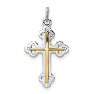 Sterling Silver Platinum-plated & 18k Gold-plated Cross Charm (Style QC5864)