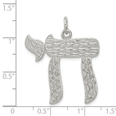 Sterling Silver Chai Pendant, 27 x 28mm