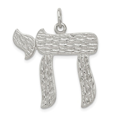 Sterling Silver Chai Pendant, 27 x 28mm