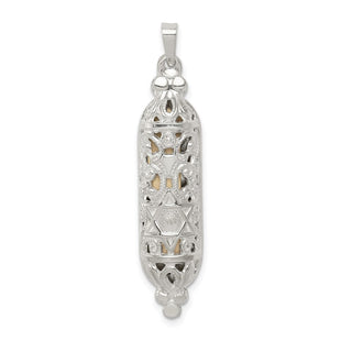 Sterling Silver Fancy Mezuzah Pendant (Style QC5931)