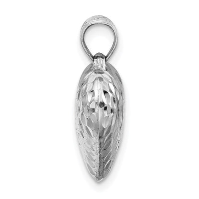 Sterling Silver Rhodium-plated Diamond-cut Puffed Heart Pendant, 19 x 16mm