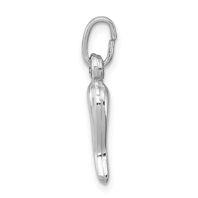 Sterling Silver Rhodium-plated Italian Horn Charm, 22 x 4mm