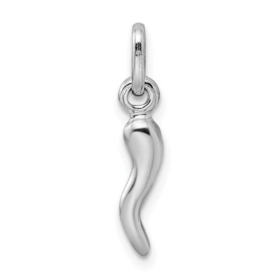 Sterling Silver Rhodium-plated Italian Horn Charm, 22 x 4mm