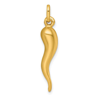 Sterling Silver Gold-tone Italian Horn Pendant (Style QC6092GP)