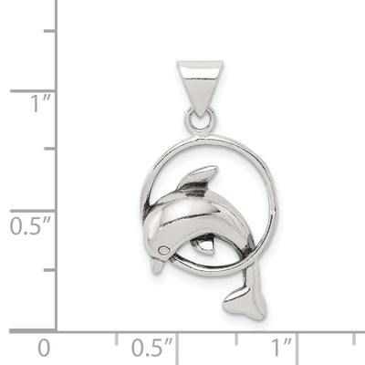 Sterling Silver Dolphin Charm, 28 x 15mm