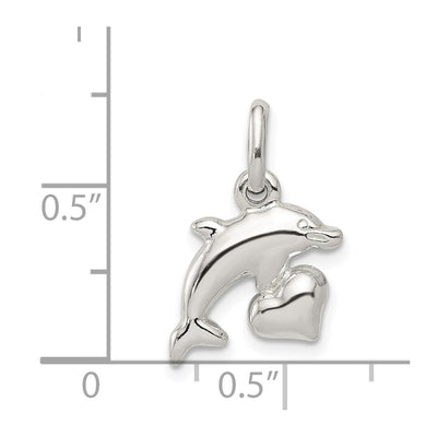 Sterling Silver Dolphin Pendant, 20 x 12mm