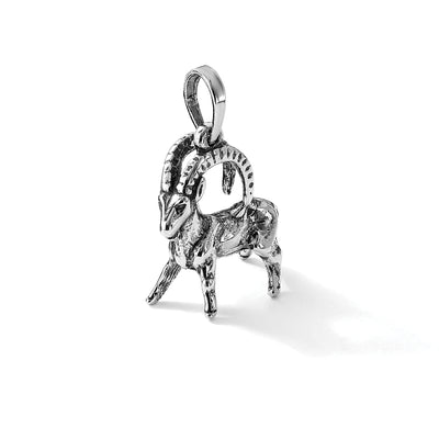 Sterling Silver Antiqued Capricorn Zodiac Pendant