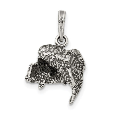 Sterling Silver Antiqued Pisces Zodiac Pendant