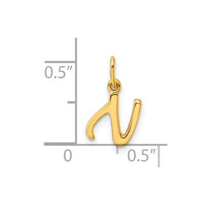 Sterling Silver Gold-tone Polished Letter N Initial Charm