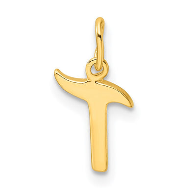Sterling Silver Gold-tone Polished Letter T Initial Charm