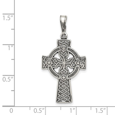 Sterling Silver Antiqued Celtic Cross Pendant, 36 x 19mm