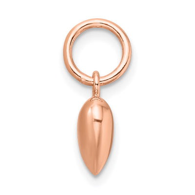 Sterling Silver Rose-tone Polished Puffed Heart Pendant, 18 x 10mm