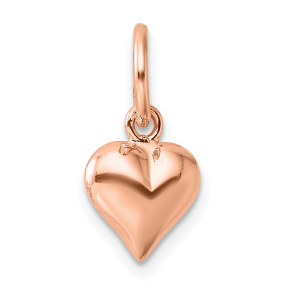 Sterling Silver Rose-tone Polished Puffed Heart Pendant, 18 x 10mm