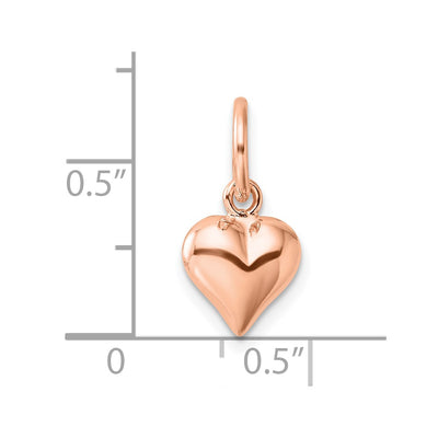 Sterling Silver Rose-tone Polished Puffed Heart Pendant, 18 x 10mm