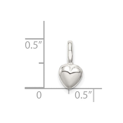 Sterling Silver Puffed Heart Charm, 12 x 6mm