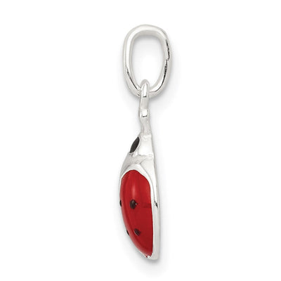 Sterling Silver Enameled Lady Bug Charm, 18 x 10mm